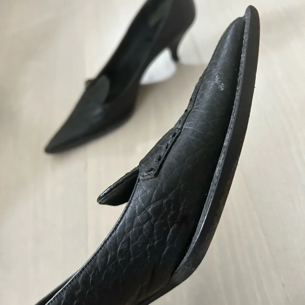 Prada Black Loafer Pointy Toe Kitten Heels Size 41